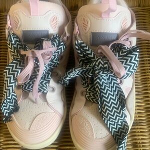 Lanvin Pink and Black Sneakers with Chevron Laces